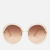 Chloé Women's Carlina Round Frame Sunglasses - Gold/Brown Lens - Image 1