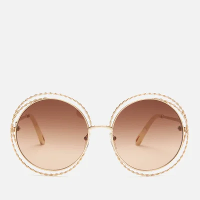 Chloé Women's Carlina Round Frame Sunglasses - Gold/Brown Lens