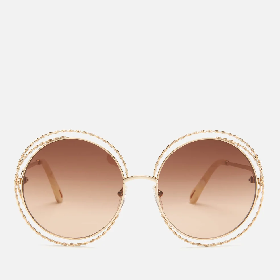 Chloé Women's Carlina Round Frame Sunglasses - Gold/Brown Lens Image 1