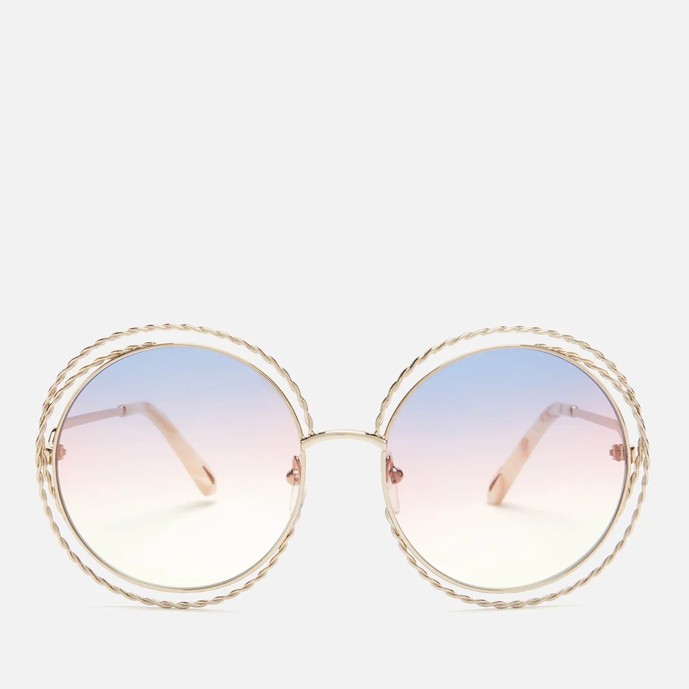 Chloé Women's Carlina Round Frame Sunglasses - Gold/Rainbow Lens Image 1