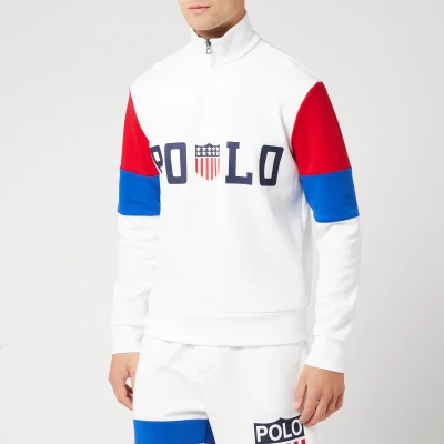Polo Ralph Lauren Men's USA Half Zip Sweatshirt - White Multi
