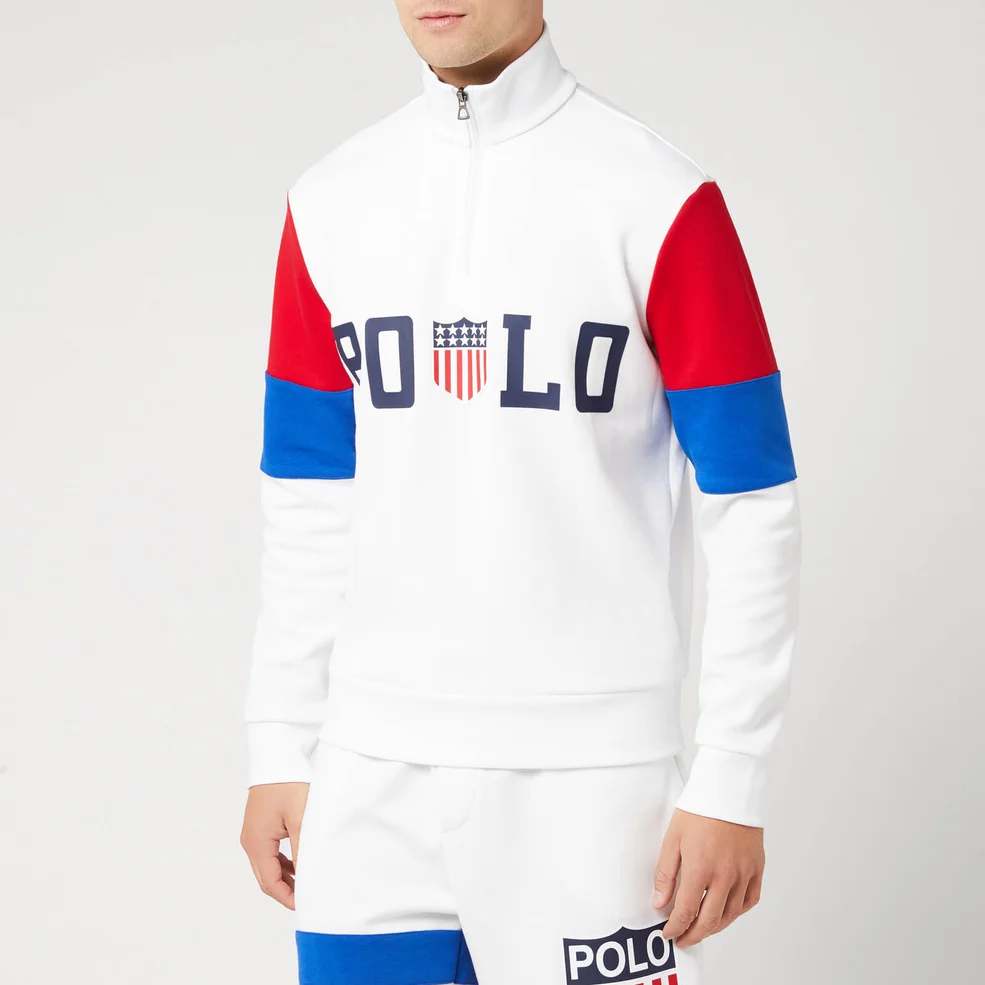 Polo Ralph Lauren Men's USA Half Zip Sweatshirt - White Multi Image 1