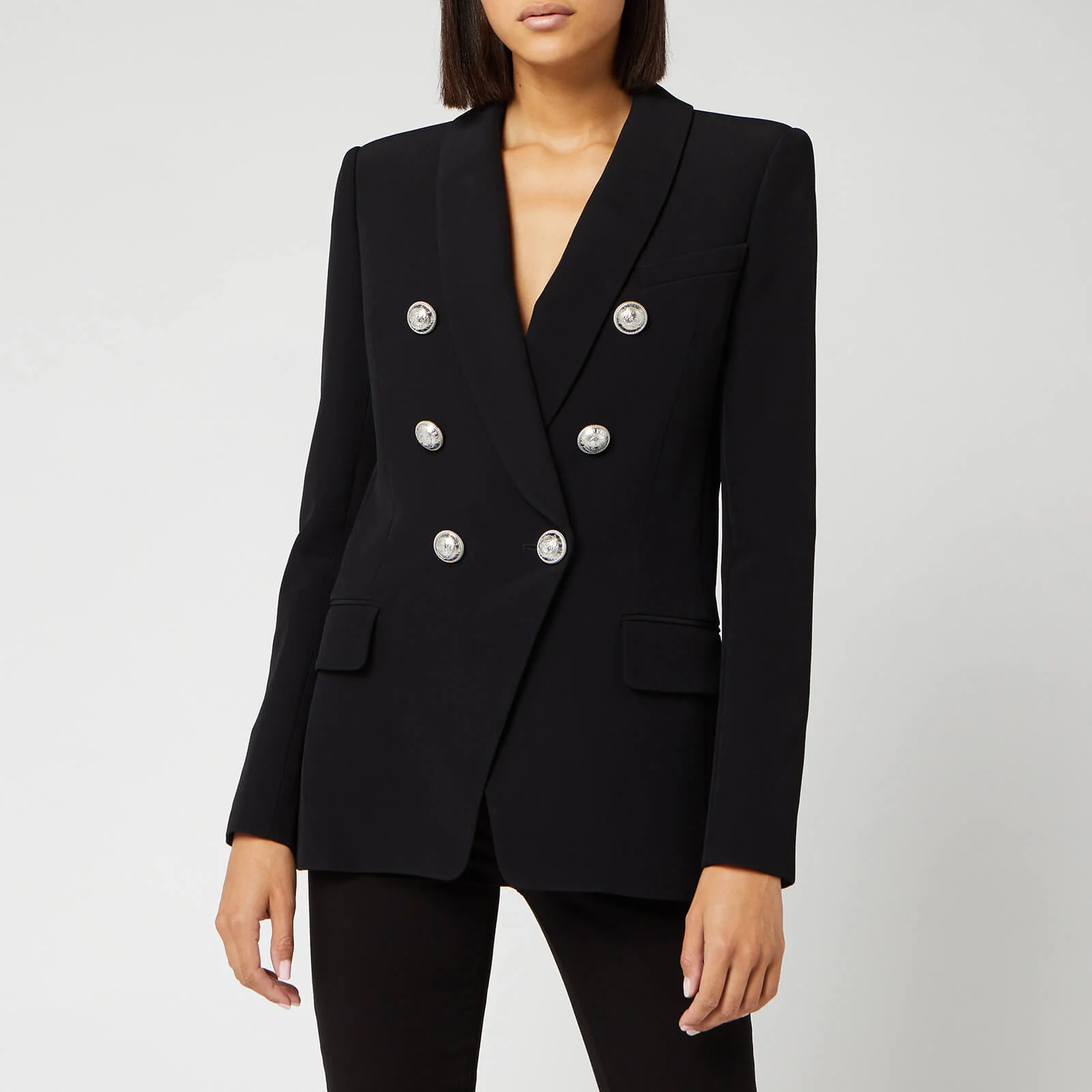 Balmain Women's Oversized 6 Button Crepe Jacket - Black Image 1