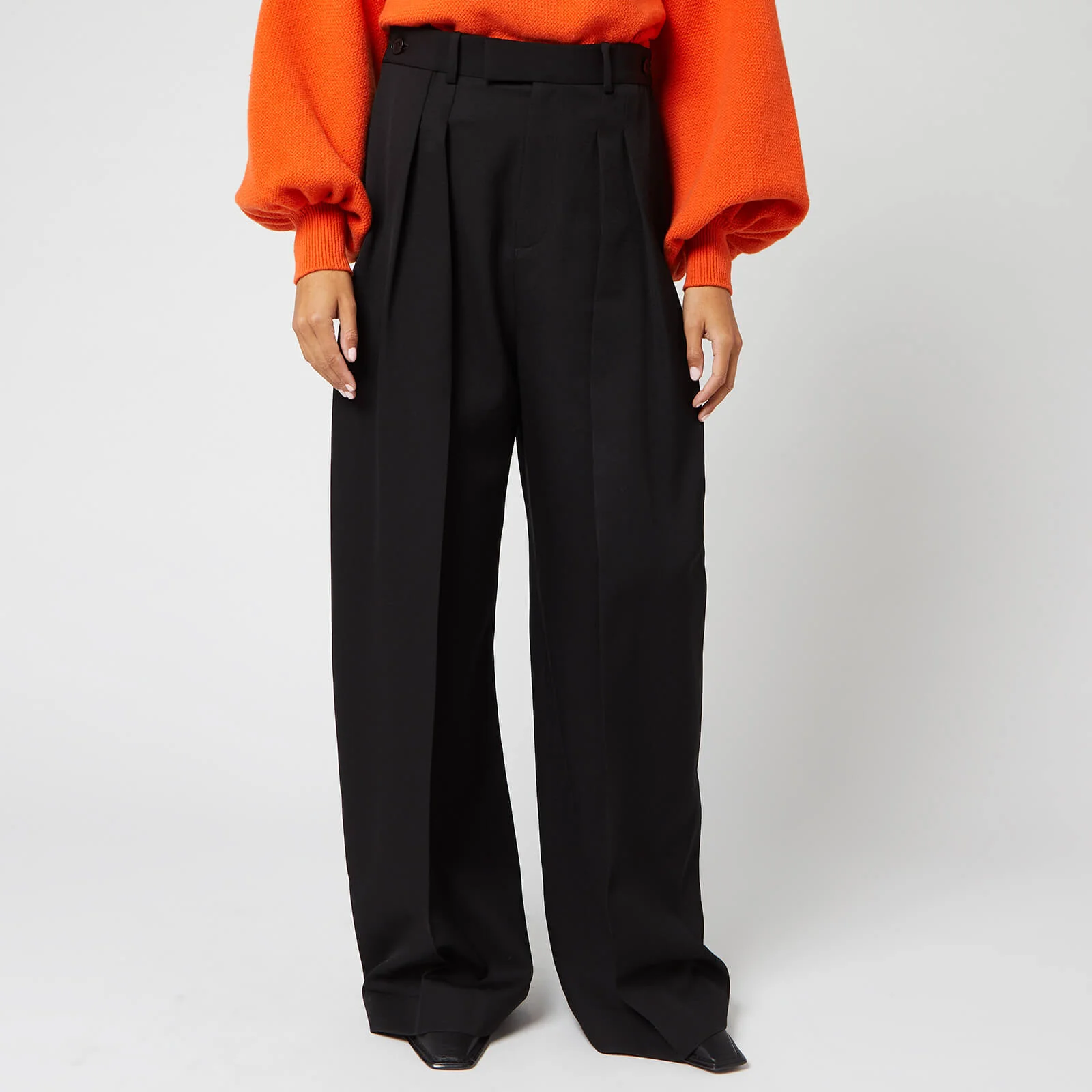 JW Anderson Women's High Waisted Wide Leg Trousers - Black Image 1
