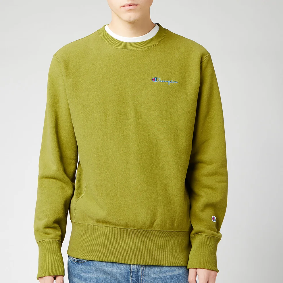 Champion Men's Small Script Sweatshirt - Green Image 1