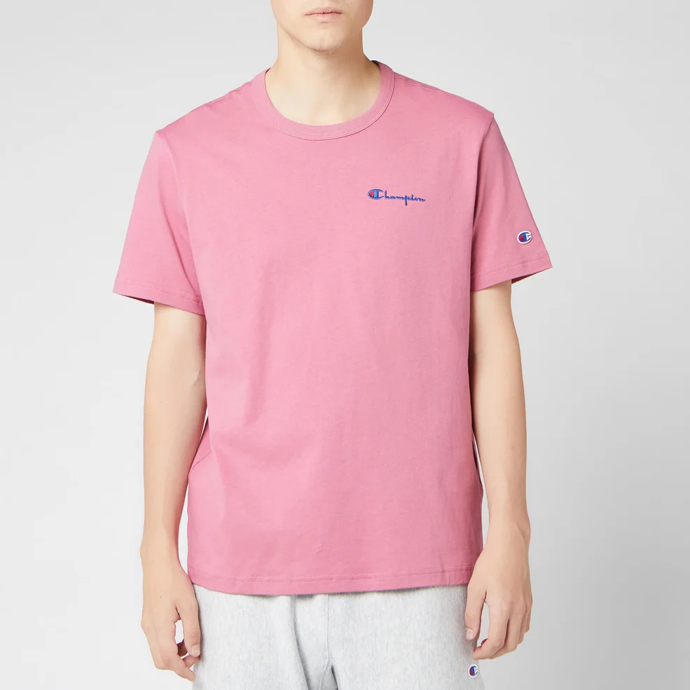 Champion Men's Small Script Crew Neck T-Shirt - Pink Image 1