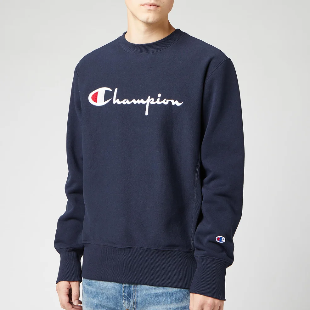 Champion Men's Big Script Sweatshirt - Navy Image 1
