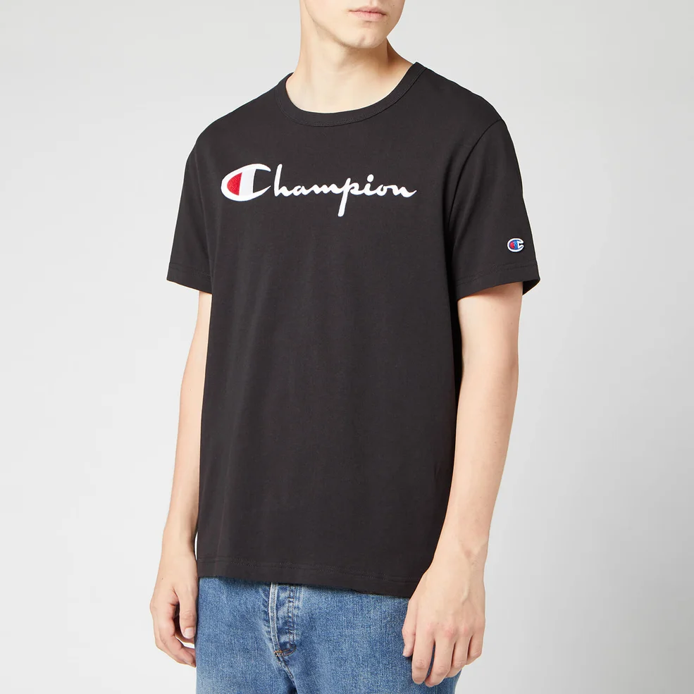Champion Men's Big Script Crew Neck T-Shirt - Black Image 1