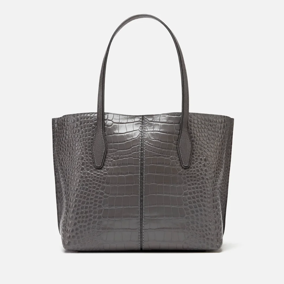 Tod's Women's Croc Joy Shopping Tote Bag - Grey Image 1