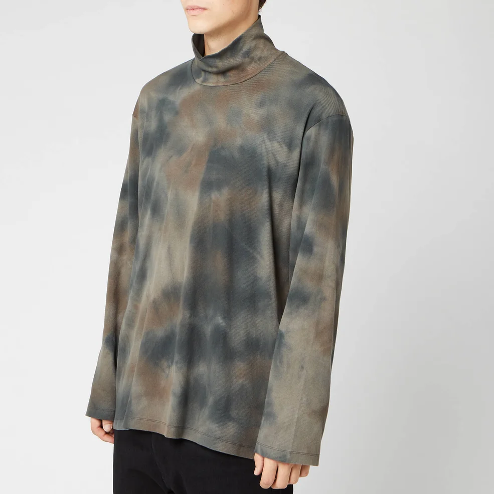 Our Legacy Men's Ribbed Polo Neck Top - Olive Tye Dye Image 1