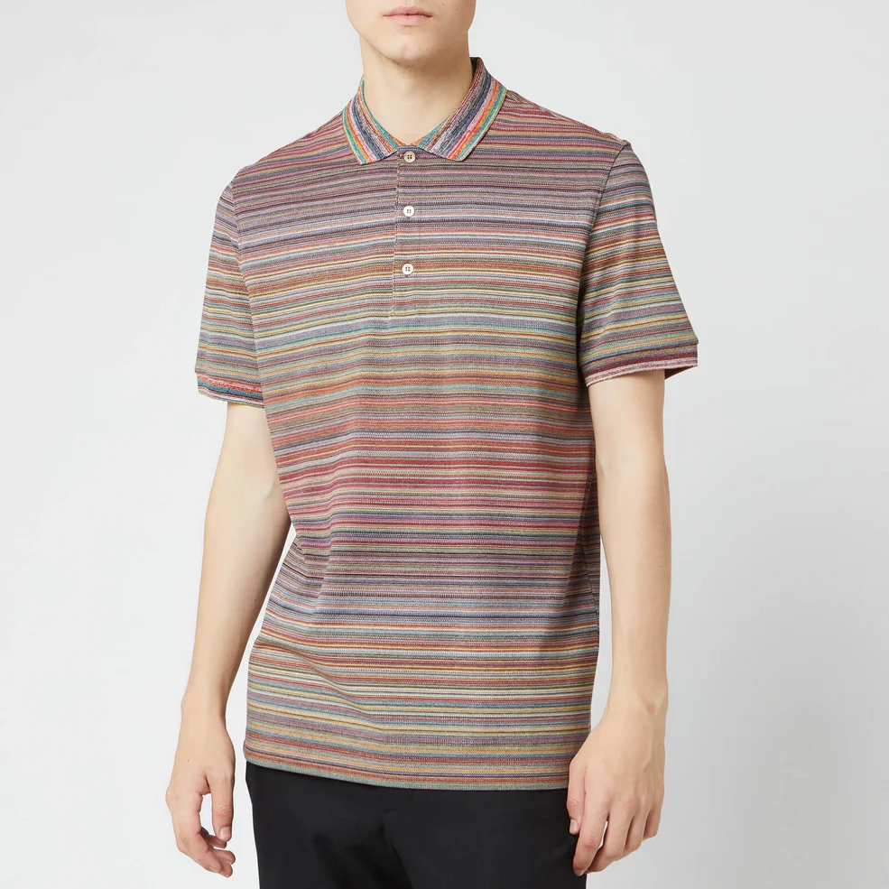 Missoni Men's Short Sleeve All Over Stripe Polo Shirt - Multi Image 1