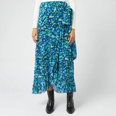 Ganni Women's Printed Mesh Skirt - Azure Blue