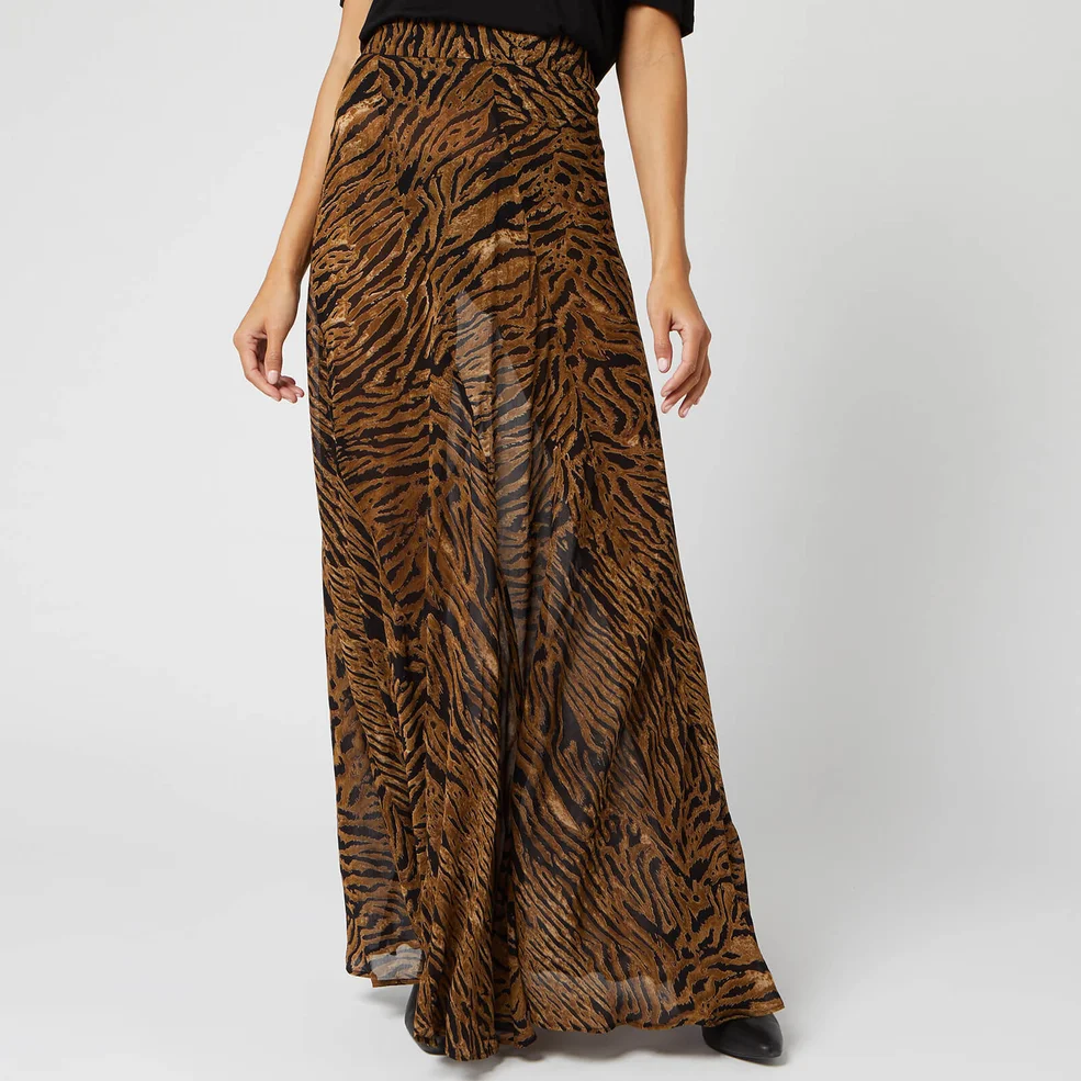 Ganni Women's Printed Georgette Skirt - Tiger Image 1