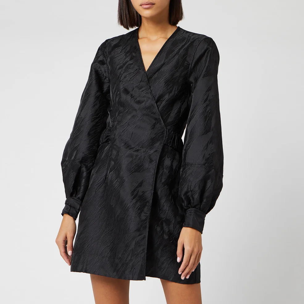 Ganni Women's Jacquard Dress - Black Image 1