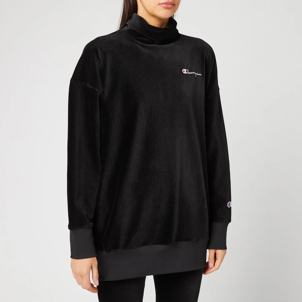 Champion Women's High Neck Sweatshirt - Black Image 1