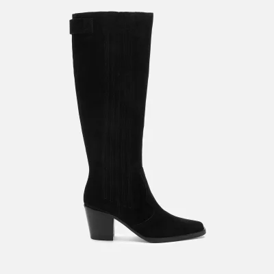 Ganni Women's Western Suede Knee High Boots - Black