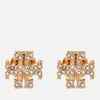 Tory Burch Women's Pave Logo Stud Earrings - Tory Gold/Crystal - Image 1