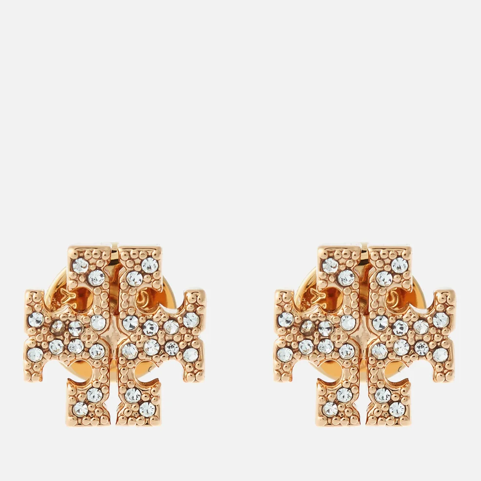 Tory Burch Women's Pave Logo Stud Earrings - Tory Gold/Crystal Image 1