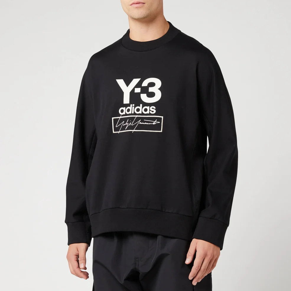 Y-3 Men's Stacked Logo Crew Neck Sweatshirt - Black Image 1