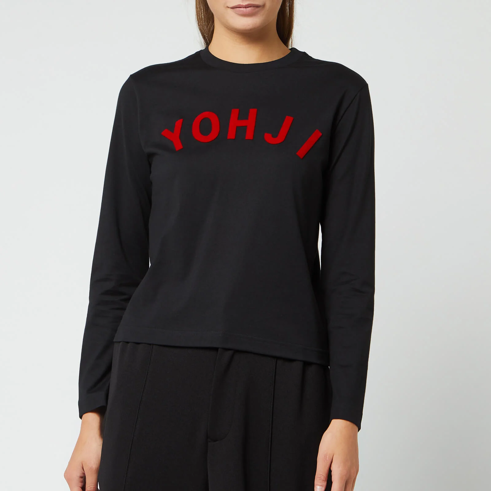 Y-3 Women's Yohji Letters Long Sleeve T-Shirt - Black/Yohji Red Image 1