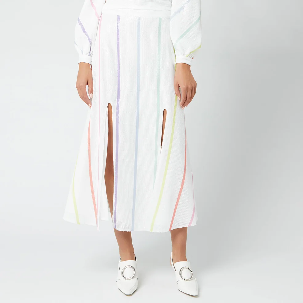 Olivia Rubin Women's Astrid Skirt - White Thin Stripe Image 1