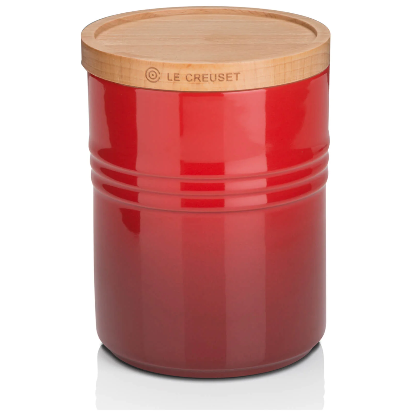 Le Creuset Stoneware Medium Storage Jar with Wooden Lid - Cerise Image 1