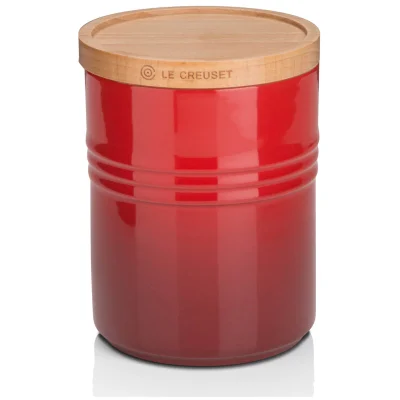 Le Creuset Stoneware Medium Storage Jar with Wooden Lid - Cerise