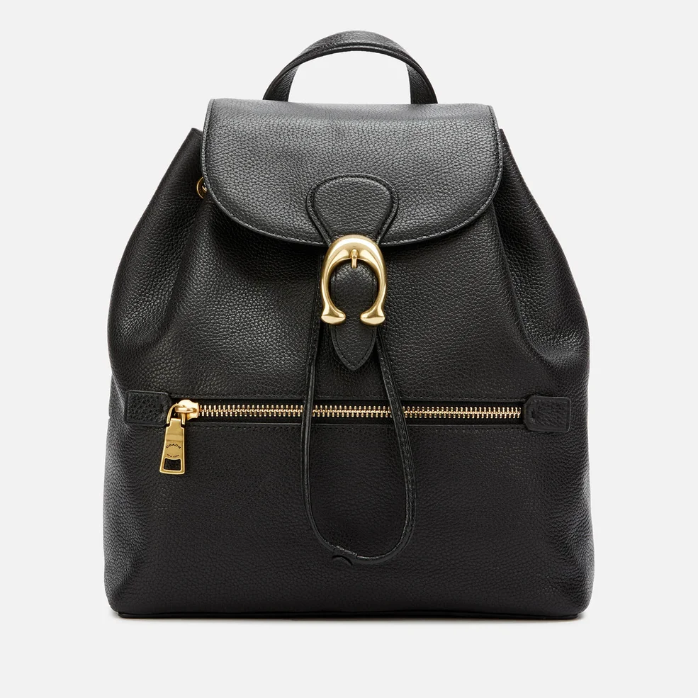 Coach Women's Polished Pebble Leather Evie Backpack - Black Image 1