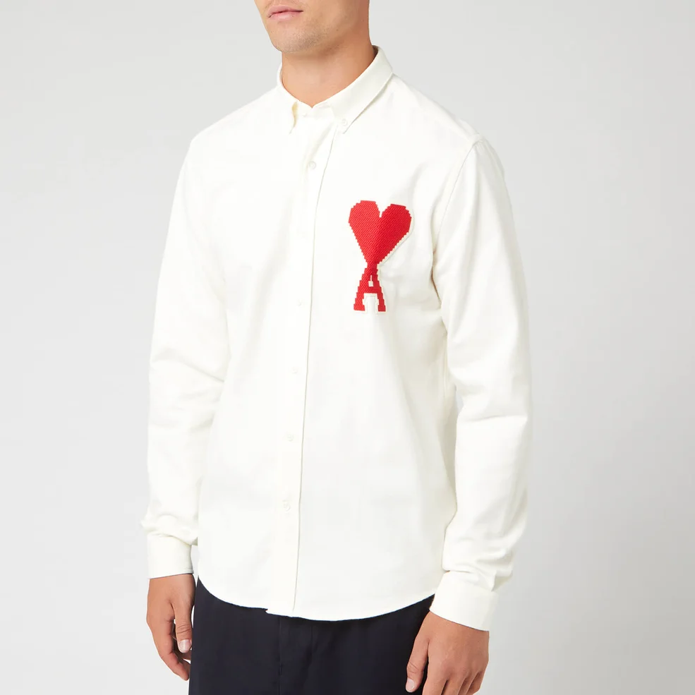 AMI Men's Oxford Long Sleeve Shirt - Blanc Image 1