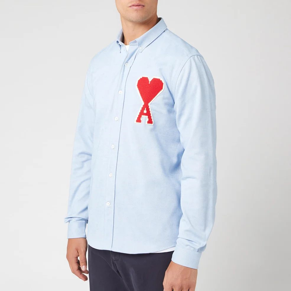 AMI Men's Oxford Long Sleeve Shirt - Bleu Ciel Image 1
