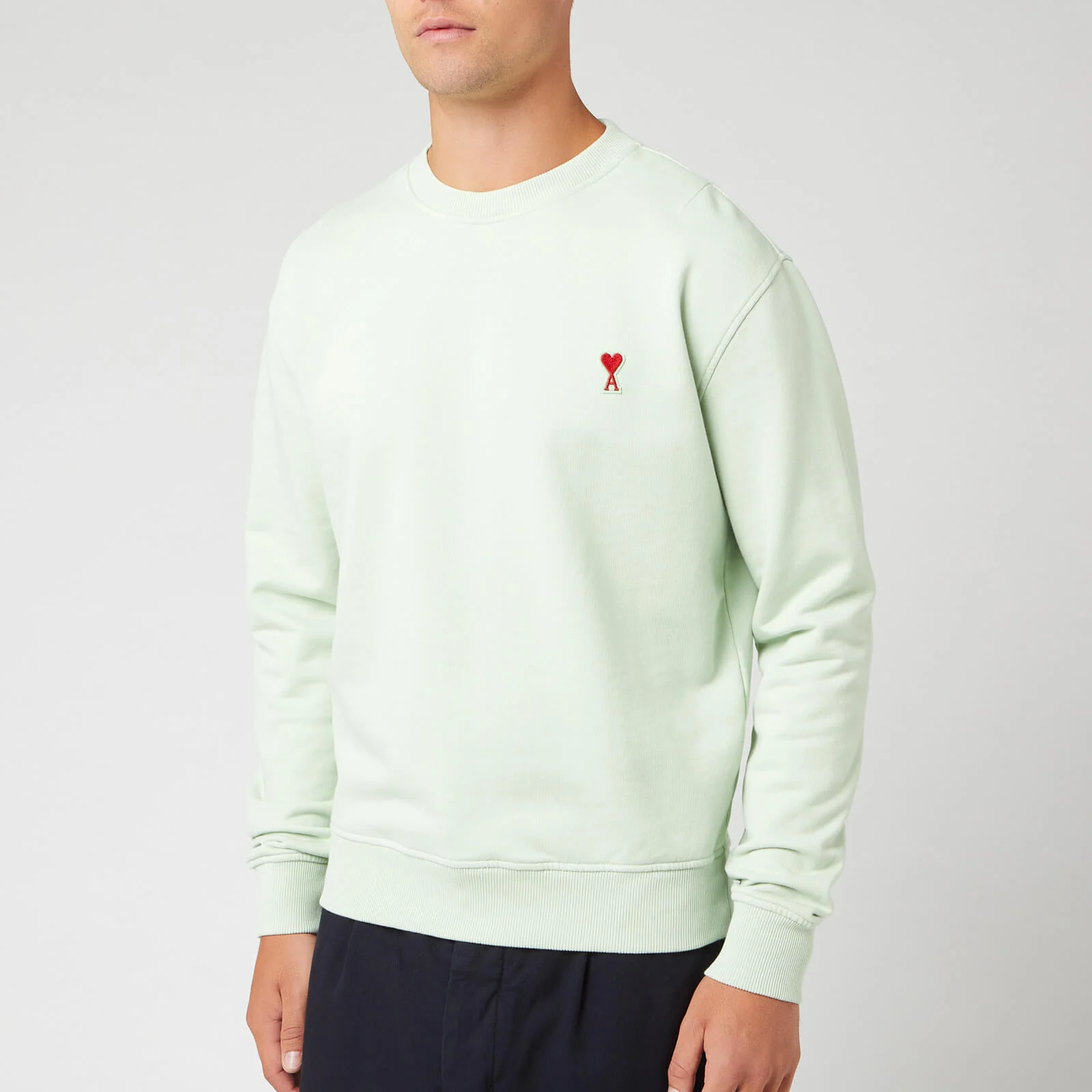 AMI Men's Heart Sweatshirt - Vert Pale Image 1