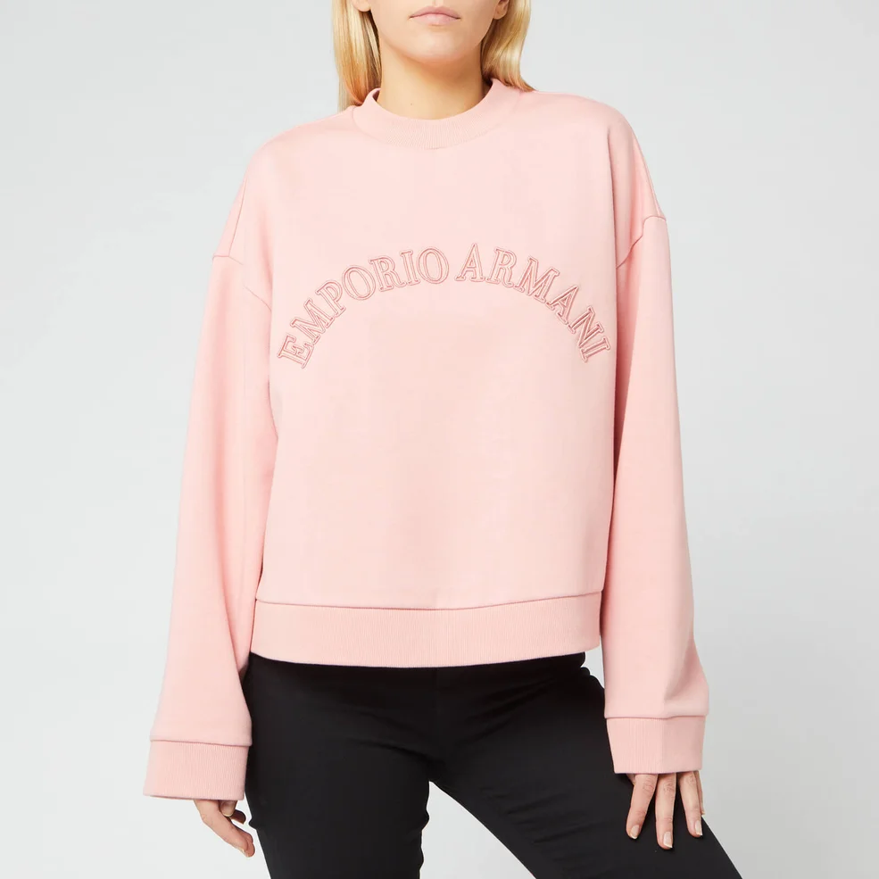 Emporio Armani Women's Loose Logo Sweater - Pink Image 1