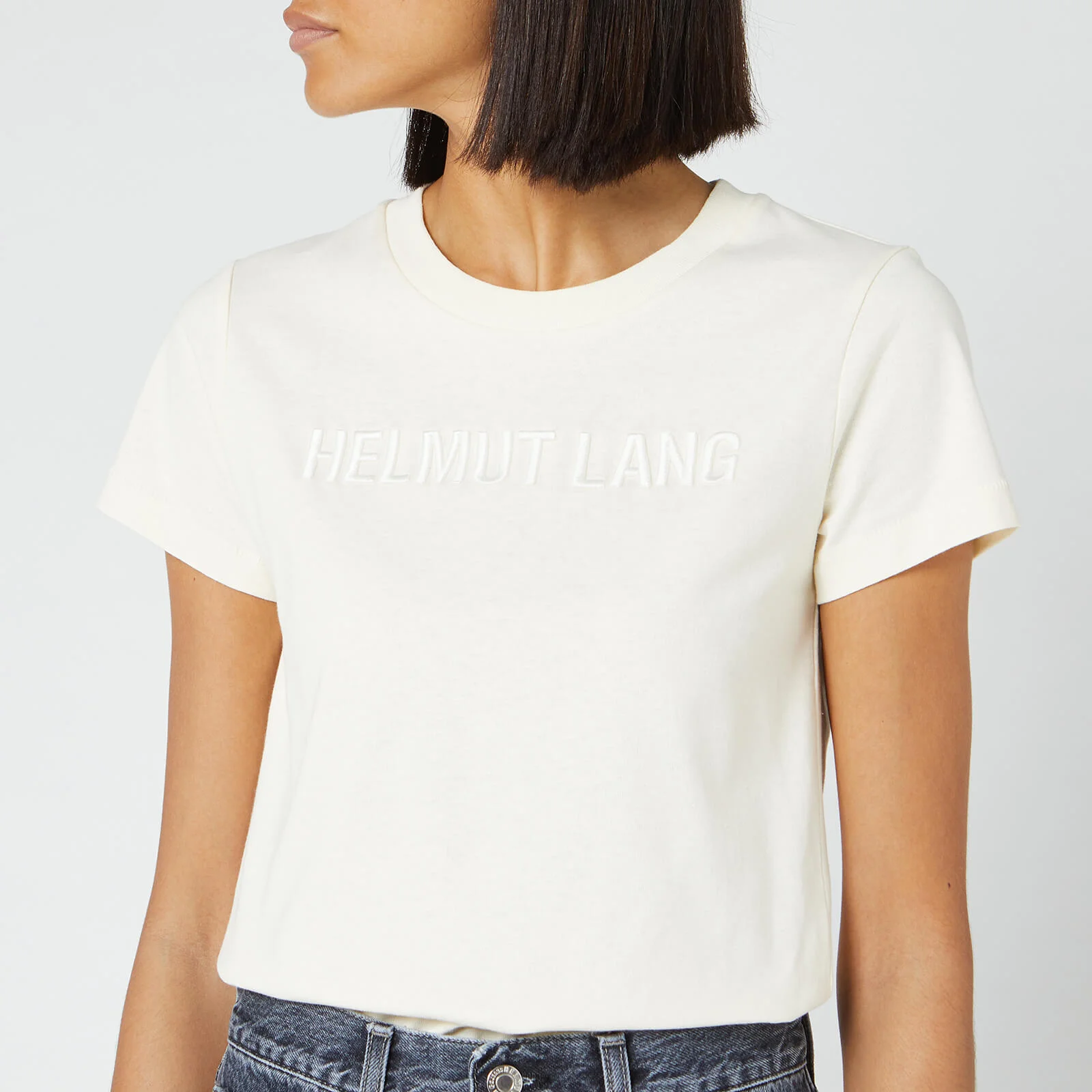 Helmut Lang Women's Raised Embroidered Standard T-Shirt - Pearl Image 1