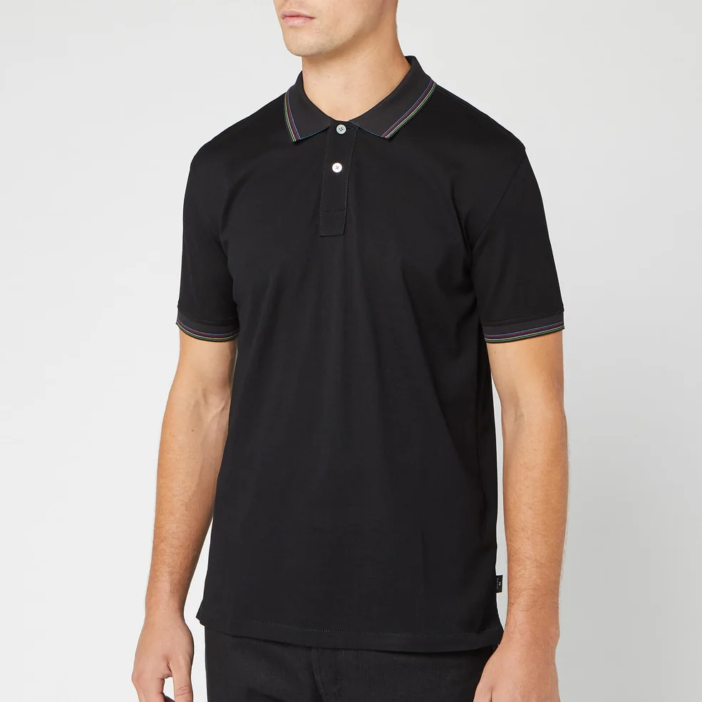 PS Paul Smith Men's Sports Stripe Collar Detail Polo Shirt - Black Image 1