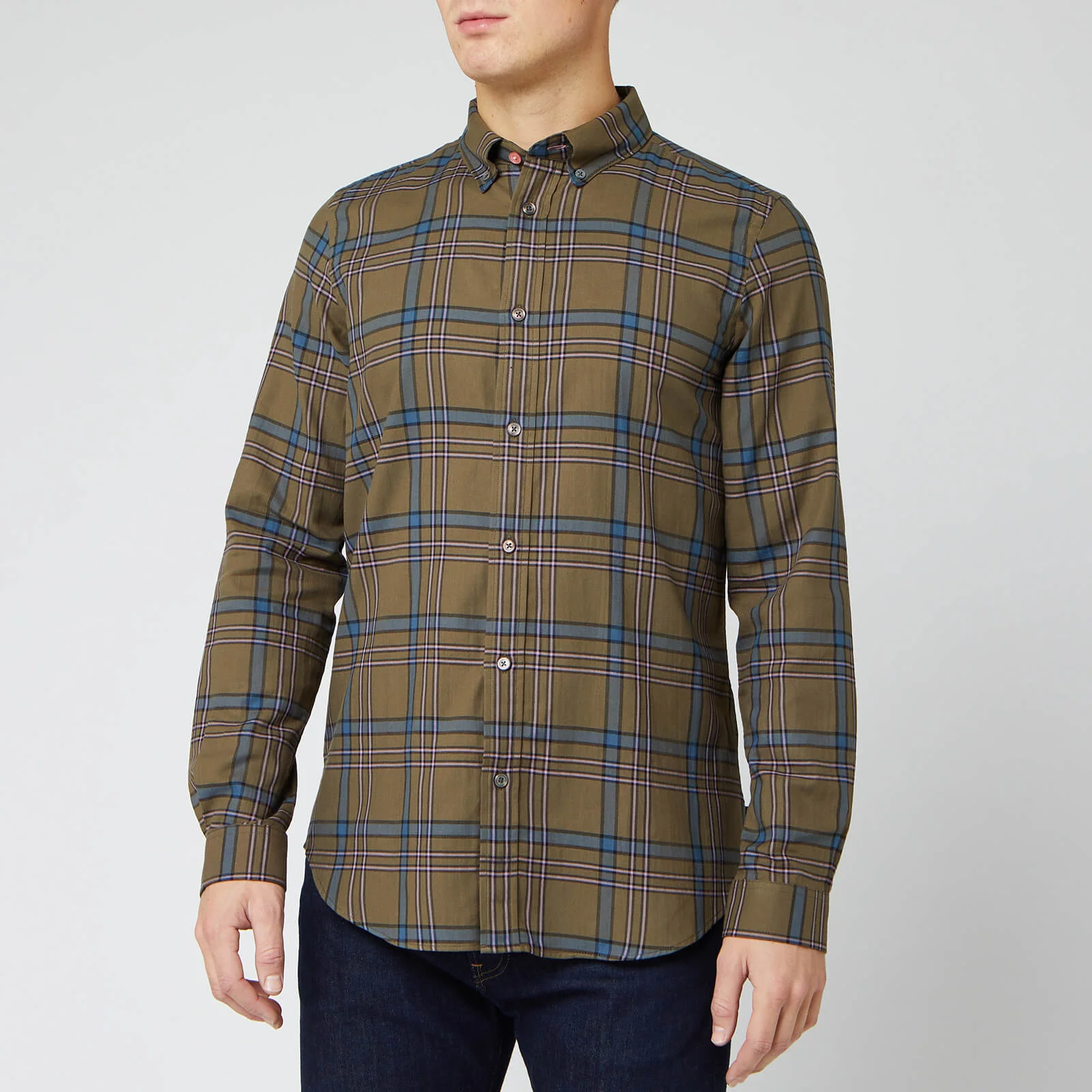 PS Paul Smith Men's Brushed Cotton Check Shirt - Green Image 1