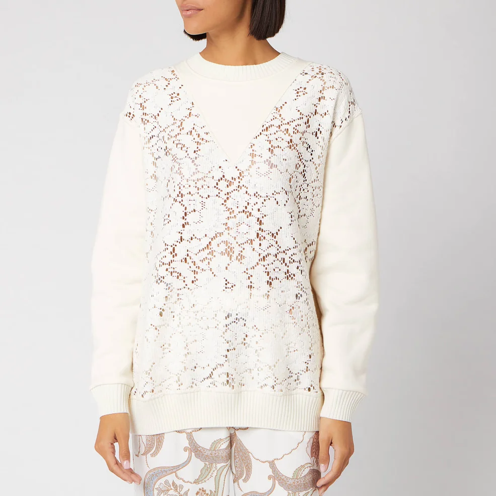 See By Chloé Women's Lace Front Top - Crystal White Image 1