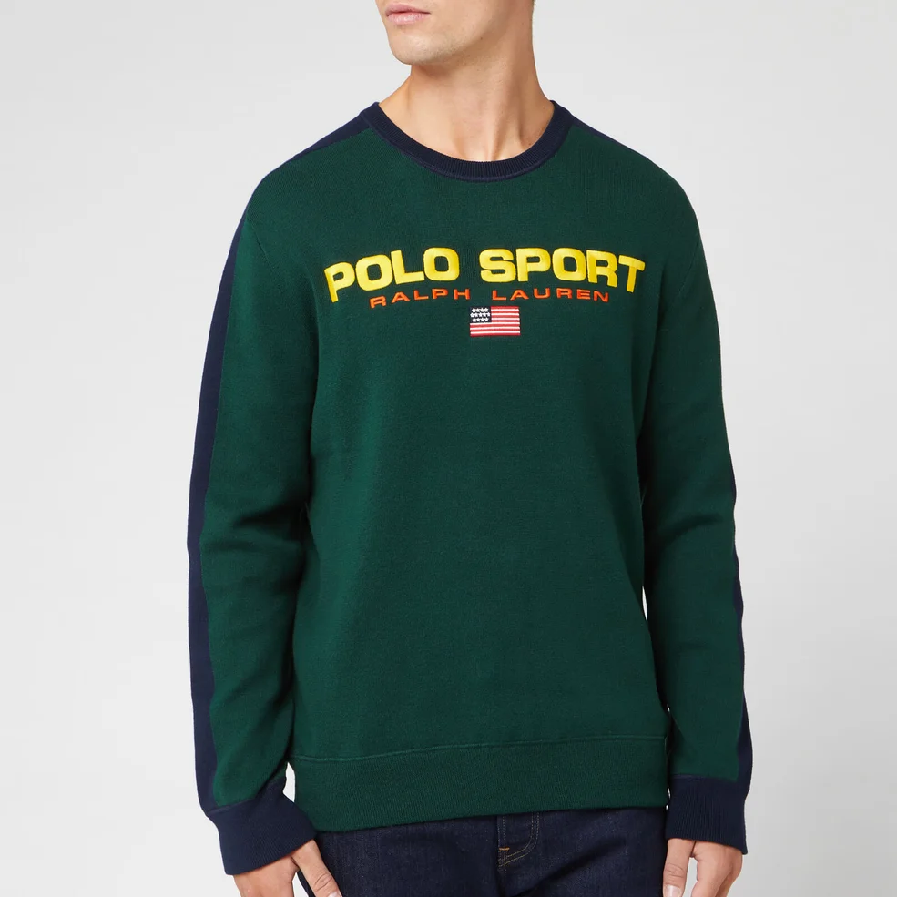 Polo Sport Ralph Lauren Men's Logo Knit Jumper - Forest/Navy Image 1