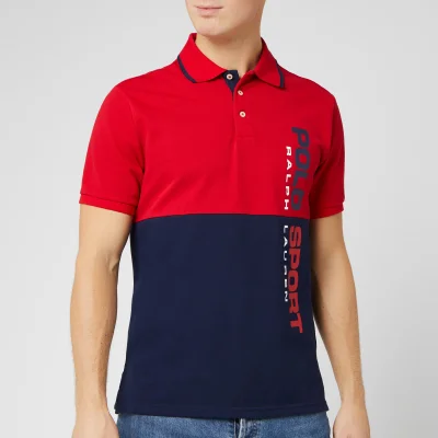 Polo Sport Ralph Lauren Men's Pique Vertical Logo Polo-Shirt - Red/Blue