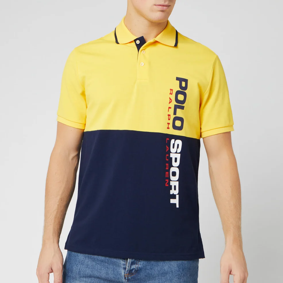 Polo Sport Ralph Lauren Men's Pique Vertical Logo Polo-Shirt - Yellow/Blue Image 1