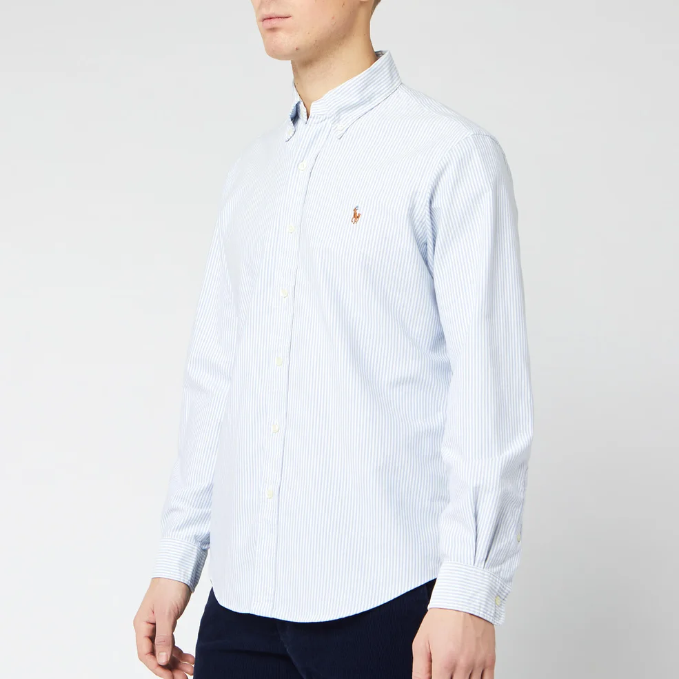 Polo Ralph Lauren Men's Slim Fit Bengal Stripe Oxford Shirt - Blue/White Image 1