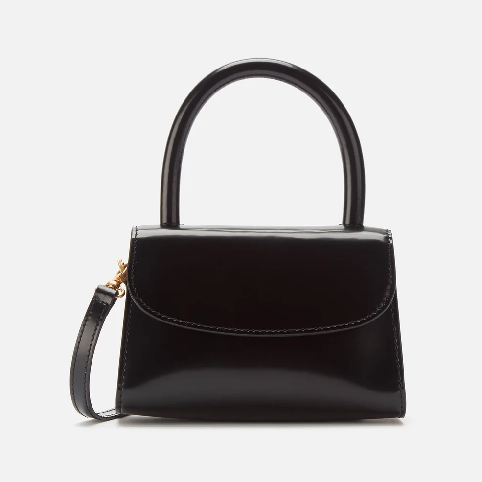 BY FAR Women's Mini Semi Patent Leather Tote Bag - Black Image 1