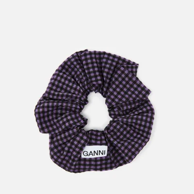 Ganni Women's Seersucker Check Scrunchie - Deep Lavender