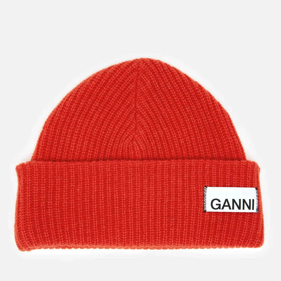 Ganni Women's Knitted Beanie - Fiery Red Image 1