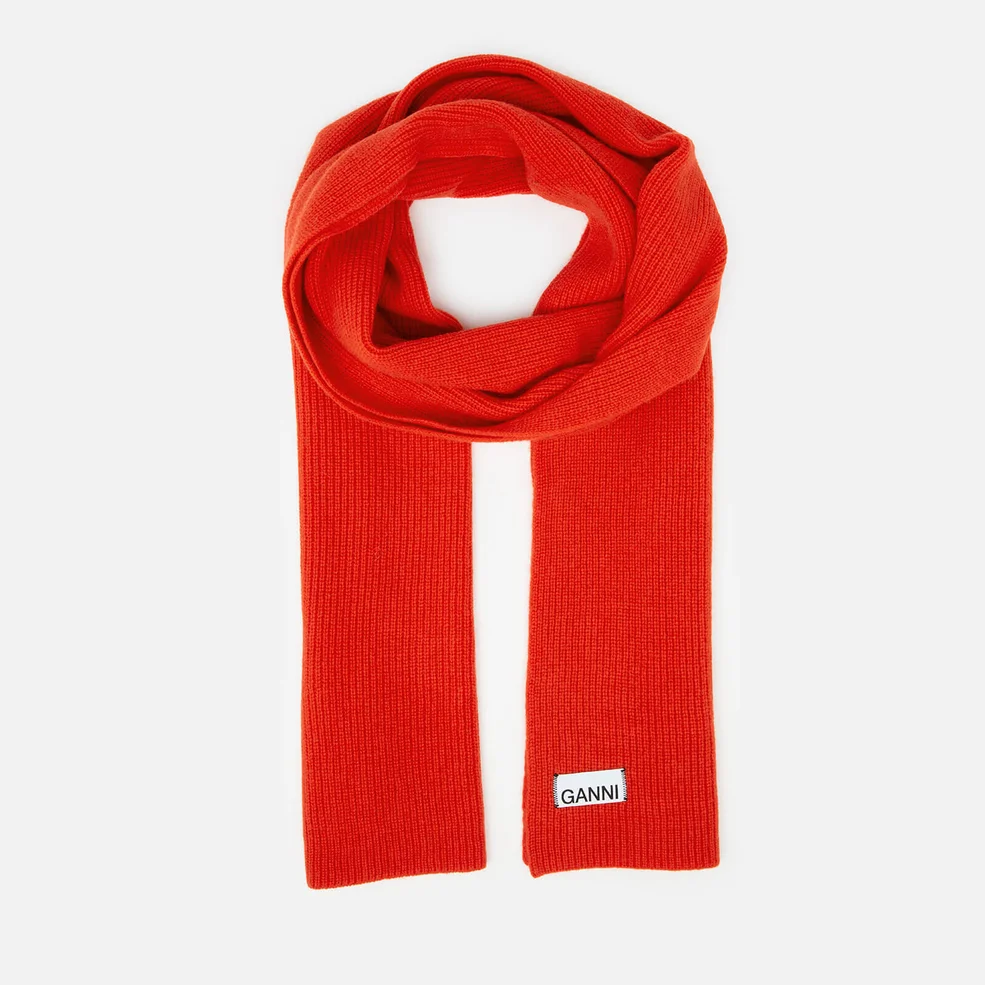 Ganni Women's Knitted Scarf - Fiery Red Image 1
