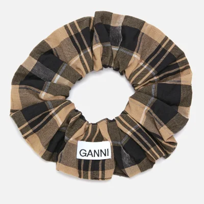 Ganni Women's Seersucker Check Scrunchie - Tiger's Eye
