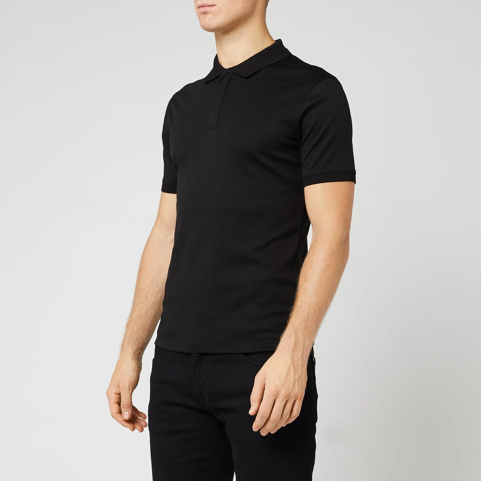 Emporio Armani Men's Mercerized Polo Shirt - Black Image 1