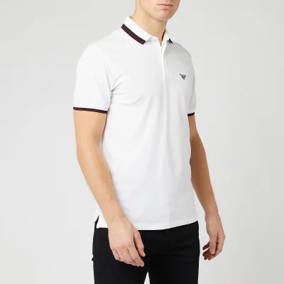Emporio Armani Men's Embroided Logo Polo Shirt - White