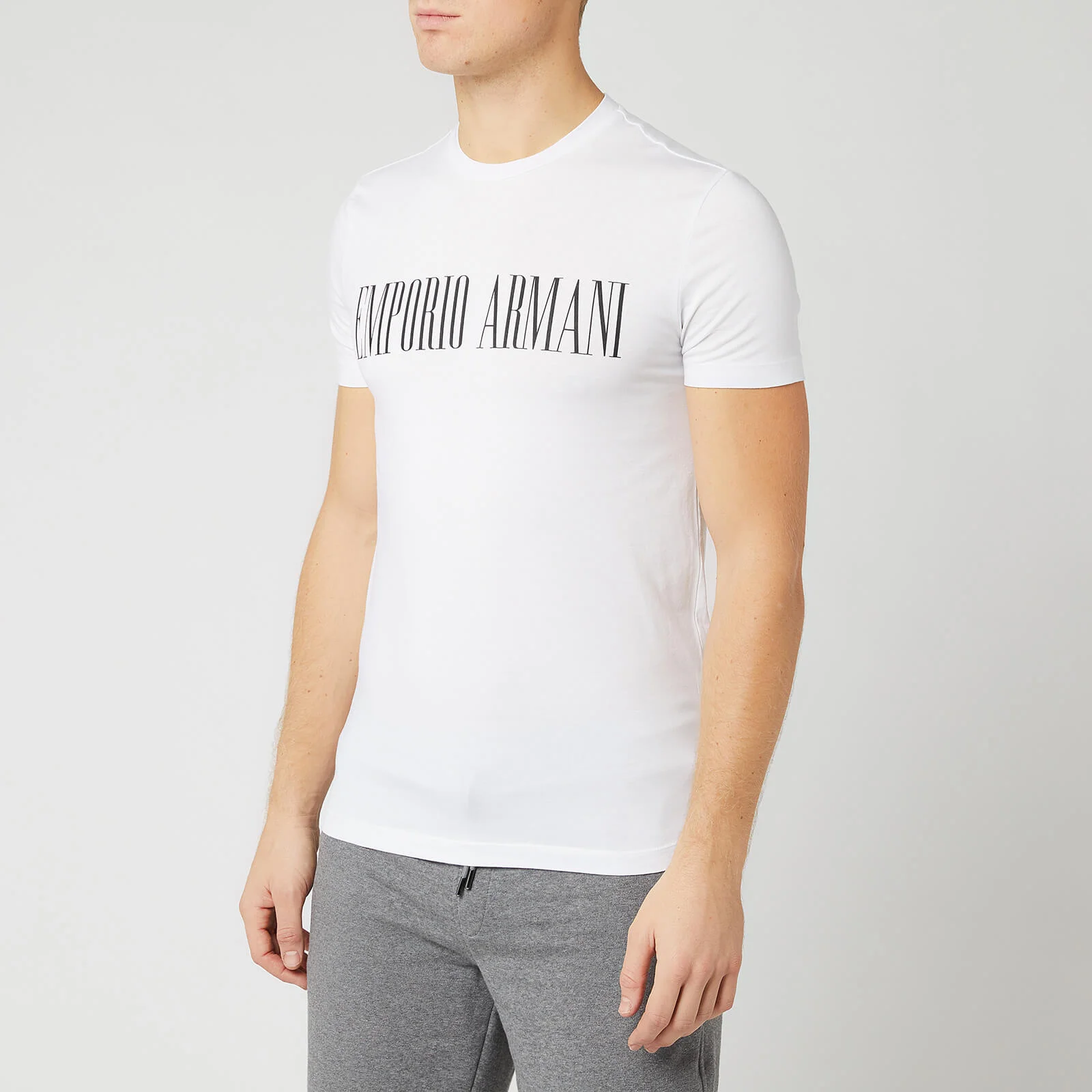 Emporio Armani Men's Script Chest Logo T-Shirt - White Image 1