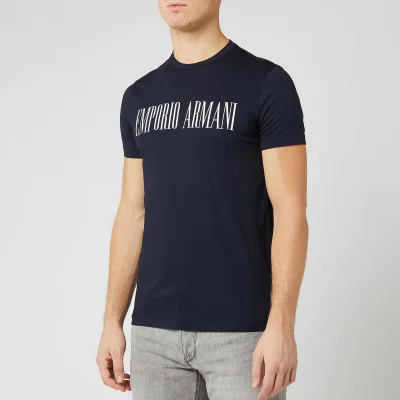 Emporio Armani Men's Script Chest Logo T-Shirt - Navy