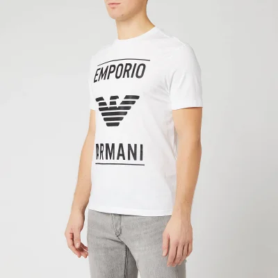 Emporio Armani Men's Full Front Logo T-Shirt - White